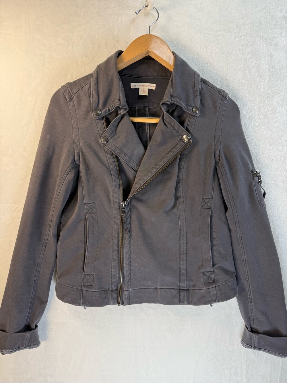 Peyton Jensen Harlow Moto Jacket Charcoal Gray Size S - Picture 2 of 10